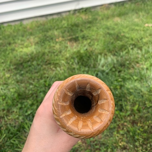 Vintage Hand Carved Olive Wood Wooden Vases Camel Palm floral star Plants Israel - Picture 8 of 10